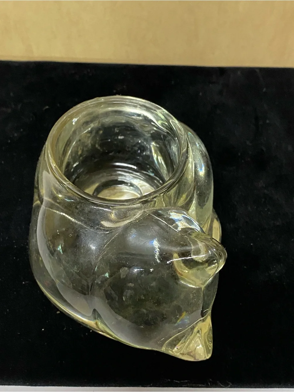 Vintage Avon Sleeping Cat Kitten Glass Votive Candle Holder